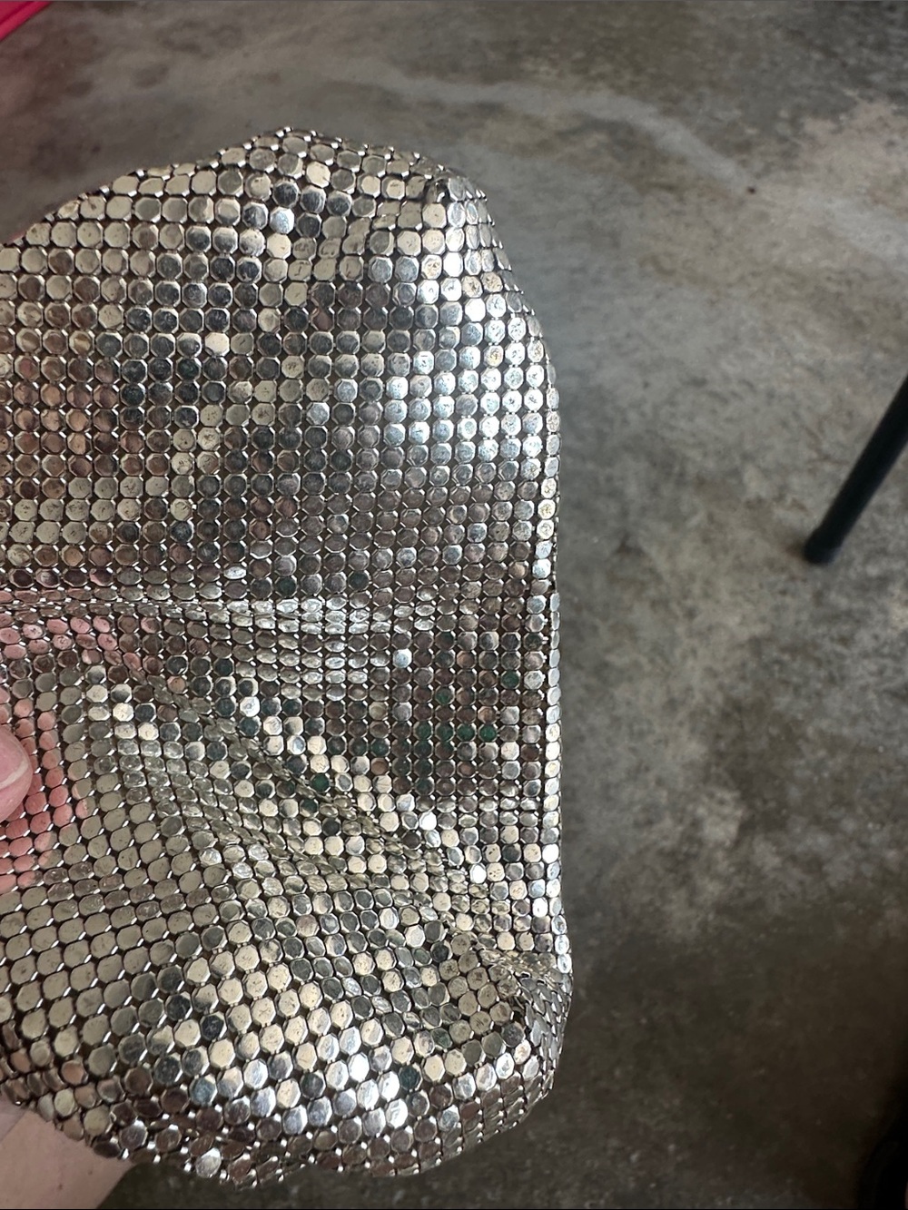 Vintage whiting & Davis Silver Mesh Evening Bag with Chain Handle - Picture 7 of 8